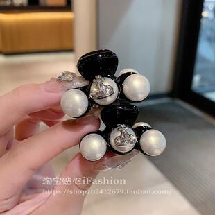 精致小众高级感珍珠前额颅顶蓬松小抓夹碎发侧边夹八字刘海固定夹