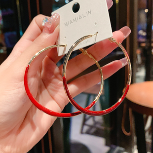 韩国耳圈大圆圈耳环女2025年新款潮气质圈圈款圆环形欧美夸张耳饰