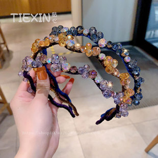 日韩新款轻奢高级感水晶钻发箍手工绕线头箍压发仙女发卡发饰头饰