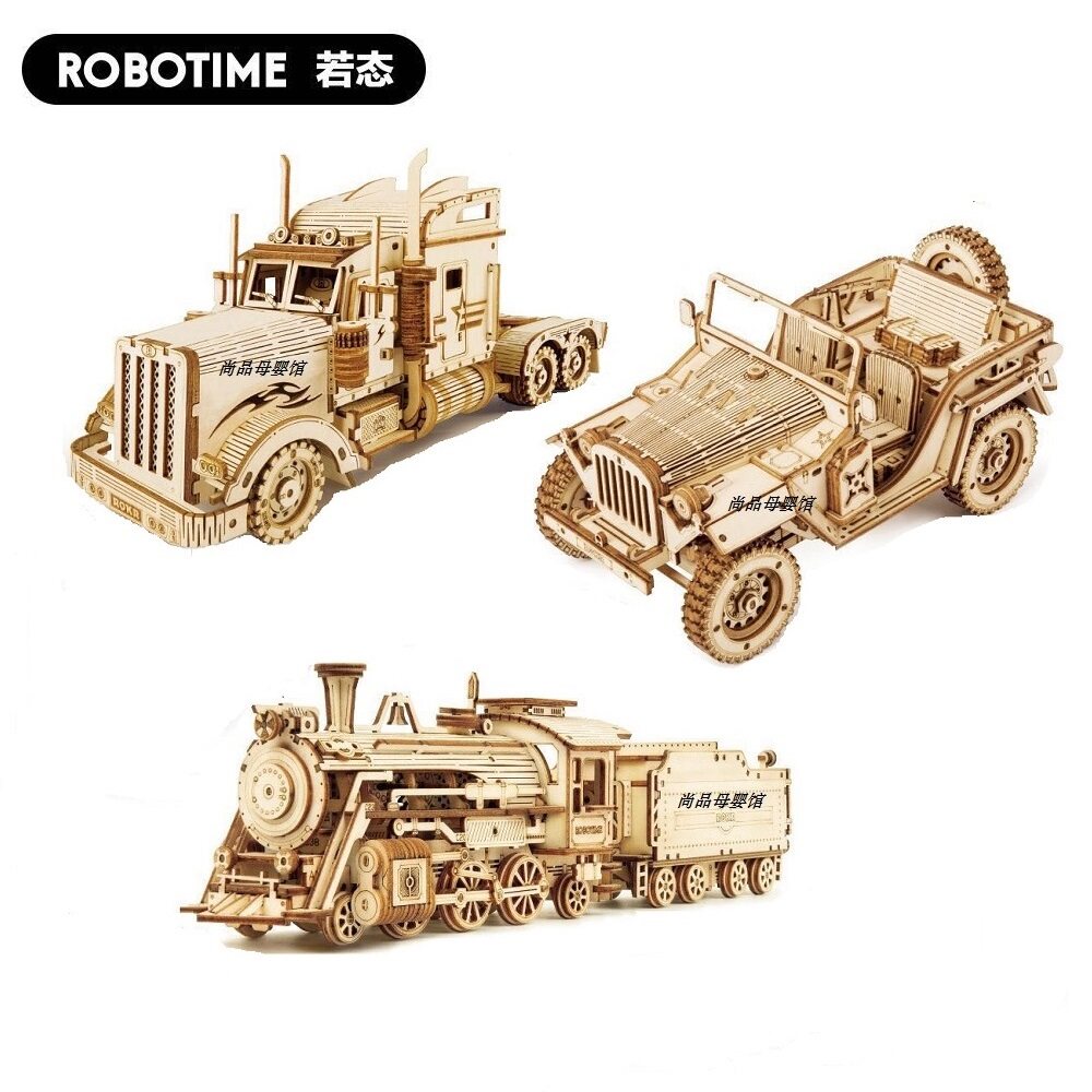 木质3d立体拼图diy拼装卡车吉普车跑车模型玩具毕业生日男生礼物