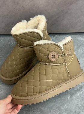 雪地靴女款冬季加绒加厚大童初中学生女孩运动保暖东北棉鞋25-1