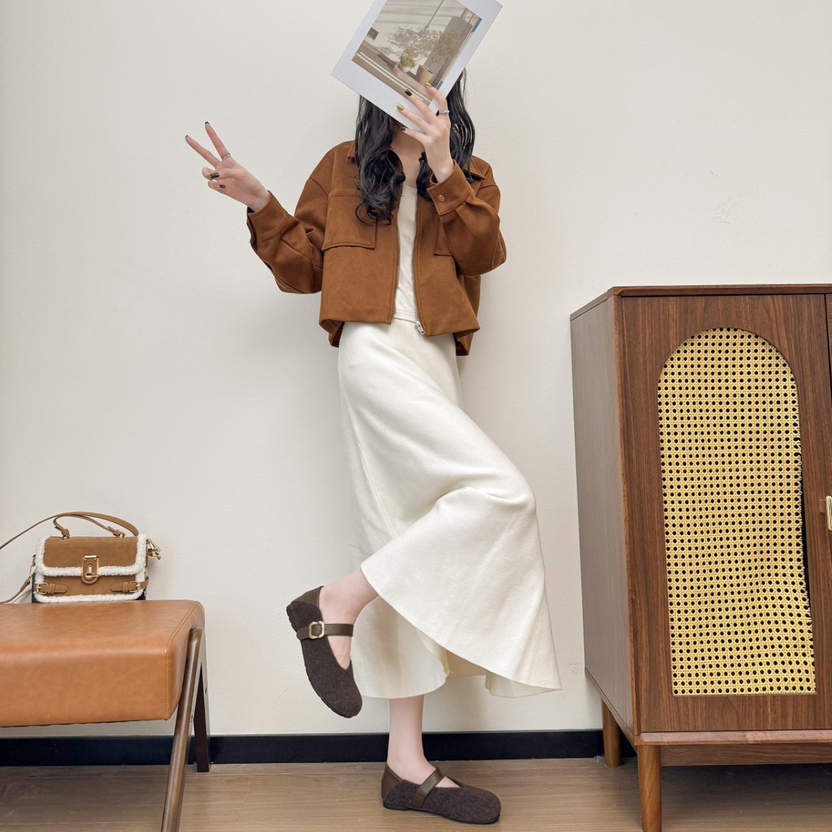 2025冬季新款棉鞋外穿毛毛鞋子保暖玛丽珍鞋女一字扣带单鞋G81-3