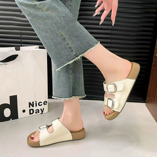 沙滩拖鞋 外穿水钻仙女风凉拖平底露趾度假拖鞋 2026 女2026春季