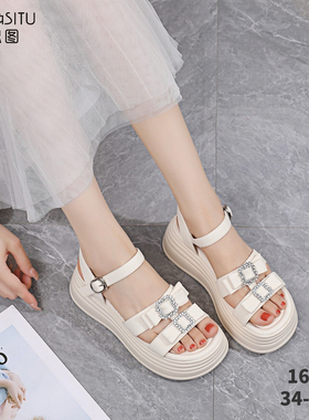 2024夏季新款厚底舒适凉鞋女新款厚底露趾韩版软面女凉鞋16181