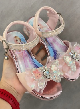 GDN.mifei女童公主鞋2025夏季底儿童高跟凉鞋女孩洋气水晶鞋85861