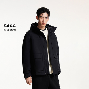 jq区绫致杰克琼斯FFUM系列冬新潮流略宽松抽绳连帽立领棉服外套男