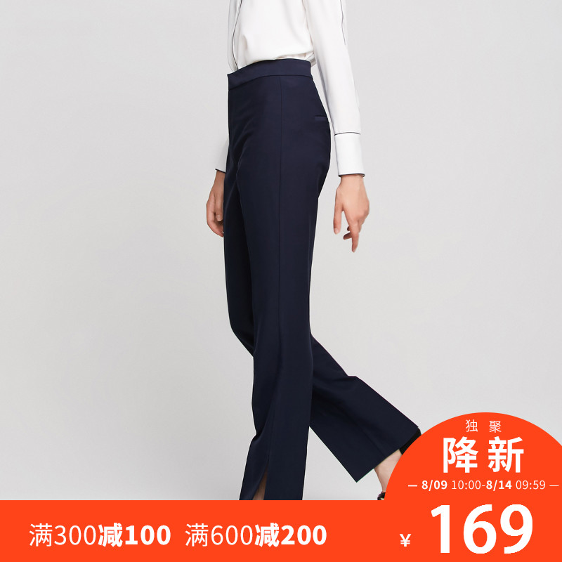 Vero Moda通勤风简约侧开叉直筒休闲裤|317339501