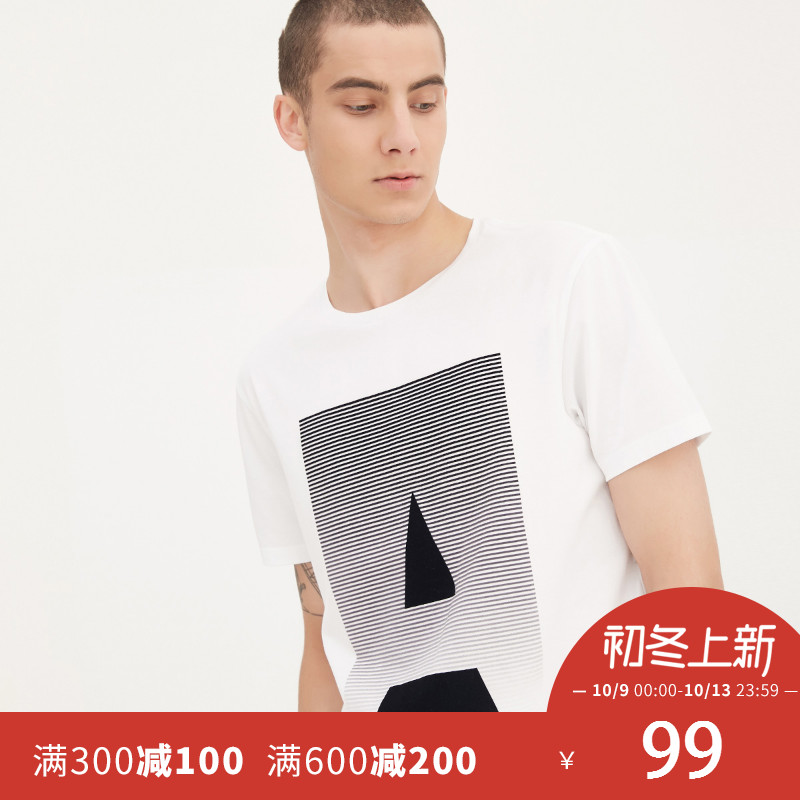 Jack Jones/杰克琼斯男几何图案短袖T恤C|217301514
