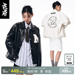 外套短皮衣夹克男时尚 绫致MLMR春夏新仿鳄鱼纹PU潮女长袖 百搭