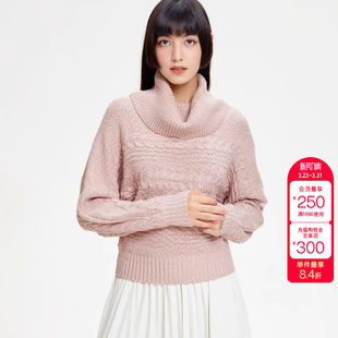 女 设计感简约百搭高领落肩宽松针织衫 绫致ONLY秋冬季 新款