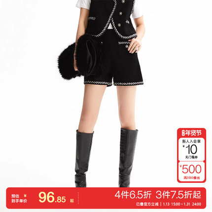 t区绫致Vero Moda短裤女秋冬高腰直筒小香风优雅休闲简约时尚