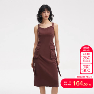 潮 吊带连衣裙女时尚 tq区ONLY春夏款 休闲百搭拼接剪裁中长款