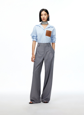 vq区绫致Vero Moda休闲裤25秋冬高腰纯色捏褶百搭直筒裤通勤简约