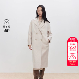 毛呢大衣女 含绵羊毛双面呢外套中长款 绫致ONLY秋季 新款