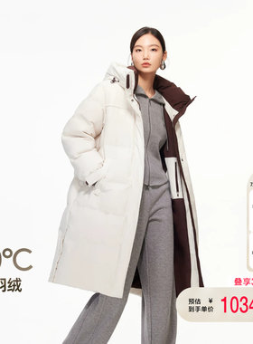 vq区绫致Vero Moda羽绒服冬季新款90白鸭绒连帽撞色中长款