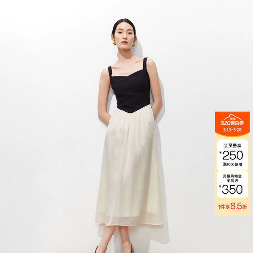 绫致Vero Moda连衣裙女2026春季新款拼接法式A字伞形年会礼服优雅