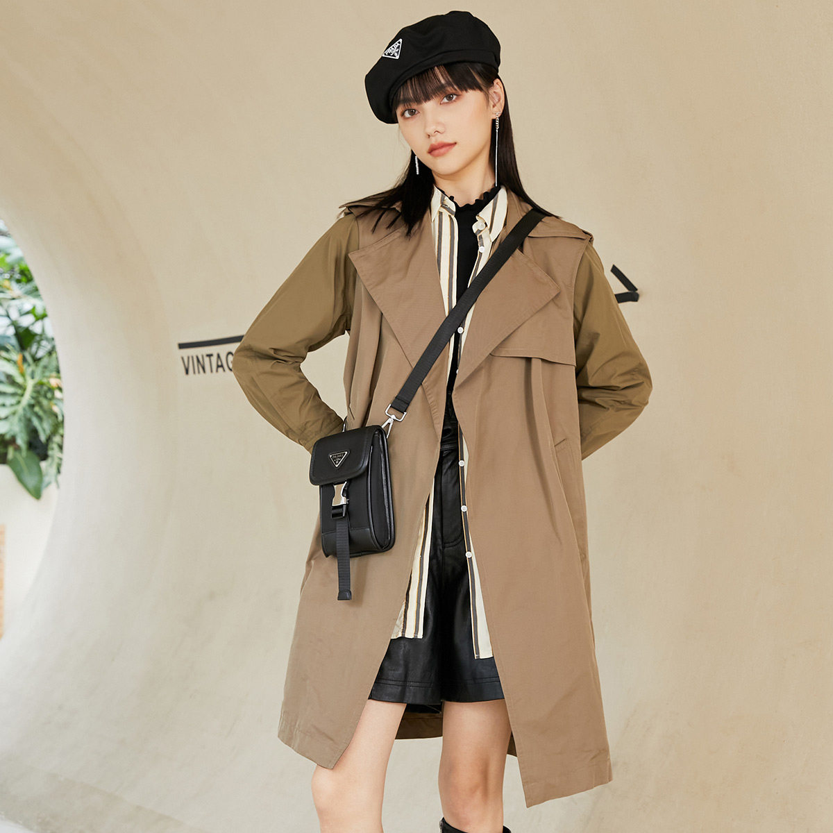 [促][3件72折起]SELECTED思莱德2023秋街头宽松气质简约范儿风衣