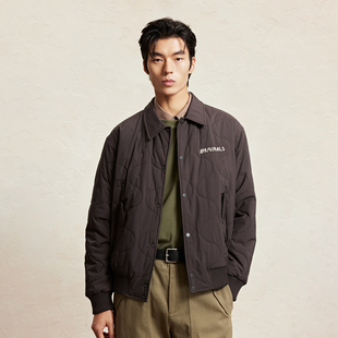 tq区绫致杰克琼斯秋冬时尚 百搭宽松短棉衣外套字母刺绣翻领棉服男