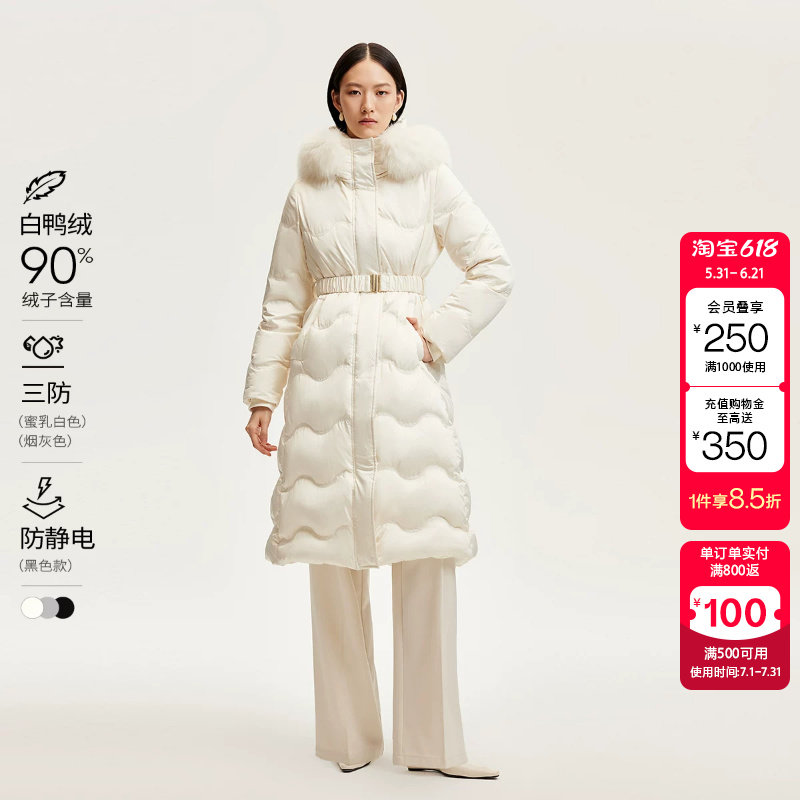 t区绫致Vero Moda羽绒服秋冬收腰毛领优雅90白鸭绒潮流