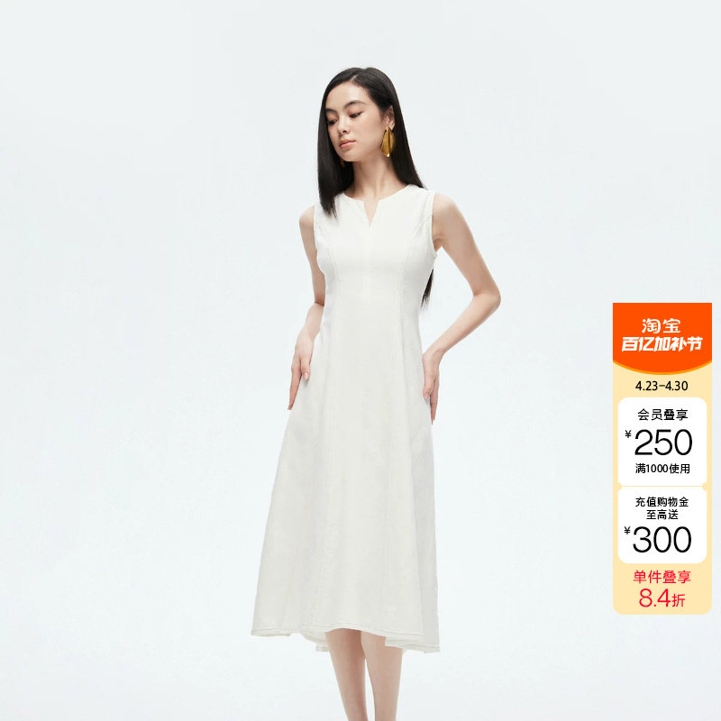 绫致ONLY秋冬新休闲简约设计中长款牛仔连衣裙女时尚潮