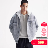 刺绣可拆卸连帽上衣外套 绫致杰克琼斯男秋棉服舒适款 新降五折