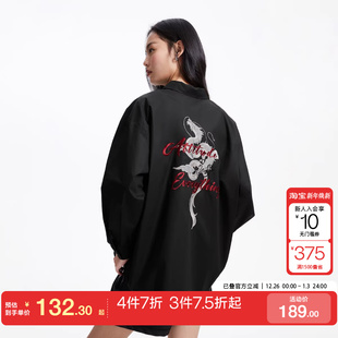 中式 女25夏季 纯棉落肩祥云龙上衣 Moda衬衫 tq区绫致Vero