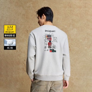 绫致杰克琼斯BSQ联名男秋冬卫衣个性 上衣 胶印纯棉圆领长袖