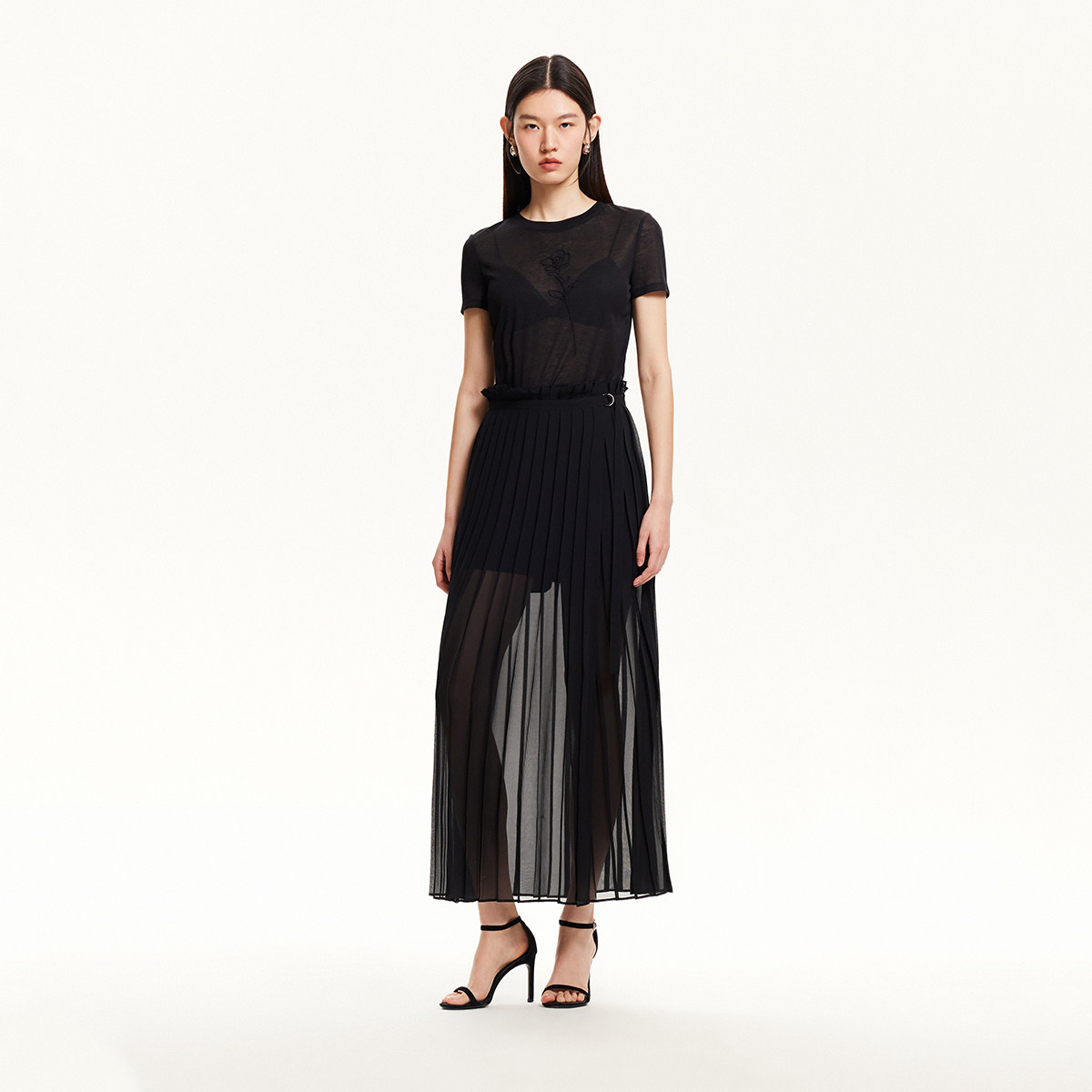 v区绫致Vero Moda纱裙短裤女25春夏外层半透网纱拼接百褶高腰,女装/女士精品,休闲裤,淘宝优惠券,粉丝福利购,淘宝优惠卷