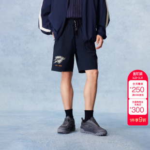 短裤 绫致 杰克琼斯男装 雷霆队 图案胶印抽绳松紧腰头 NBA联名款