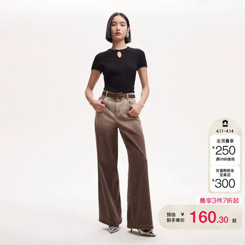 tq区绫致Vero Moda牛仔裤女春夏废土风牛仔阔腿裤LOOSE版