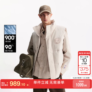 绫致杰克琼斯男装 NBA金州勇士队联名秋冬羽绒马甲刺绣保暖外套