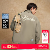 tj区绫致杰克琼斯NBA联名雄鹿队男冬羽绒服翻领字母夹克款 外套