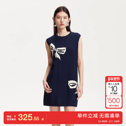 绫致Vero Moda连衣裙2025夏季新款纯棉无袖蝴蝶结印花连衣裙