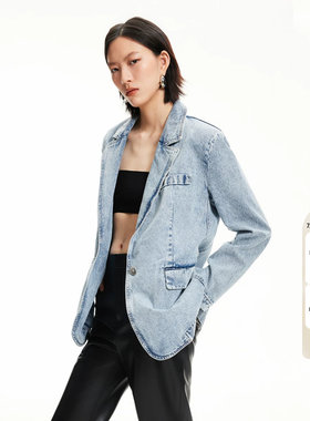 tq区Vero Moda西装女春夏朋克街头风立体剪裁后金属牛仔