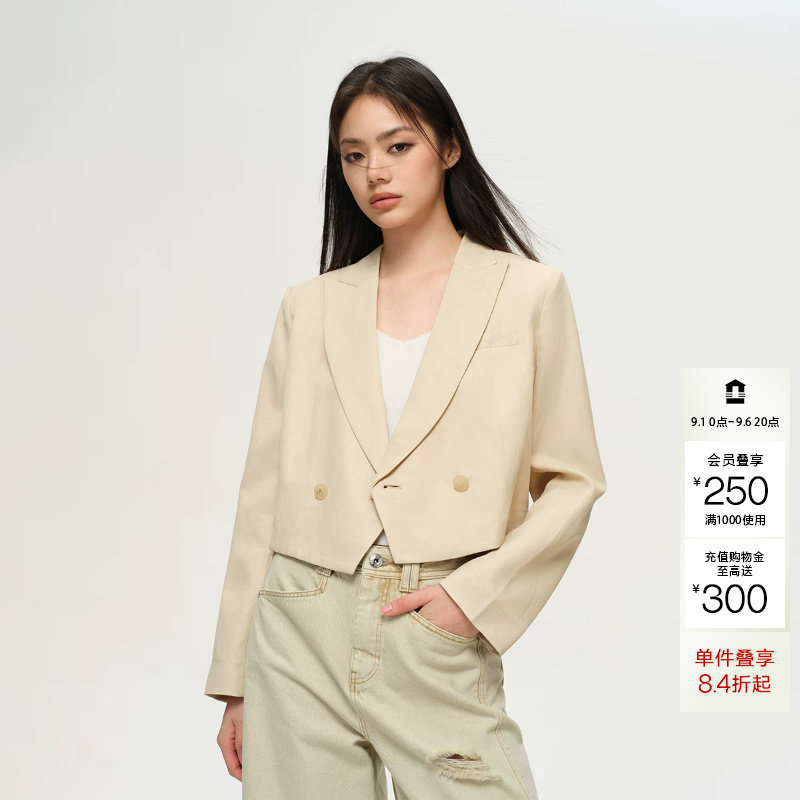 ONLY春夏新时尚气质通勤精致纽扣短款西服外套女百搭潮图片