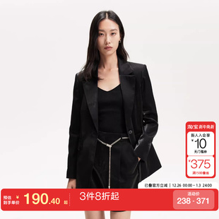 百搭 25春夏光泽感面料垫肩西服中腰短裤 vq区绫致Vero Moda套装