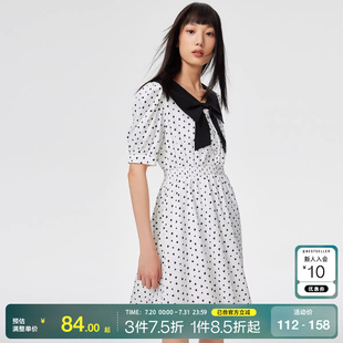 Moda25春夏甜美可爱蝴蝶结爱心泡泡袖 tq区绫致Vero 上衣连衣裙