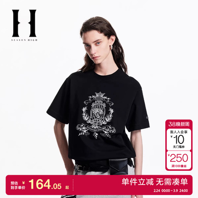 绫致SEASON HIGH春季新款NFL联名百搭舒适纯棉T恤女装