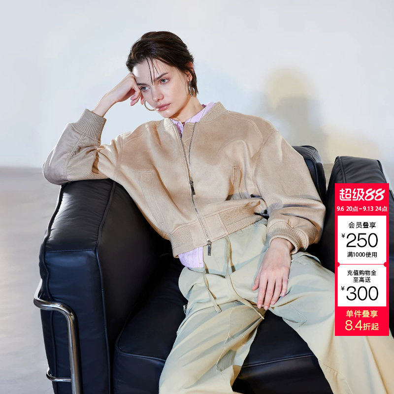 绫致ONLY2026春季新款舒适宽松双向拉链斜插口袋落肩外套女