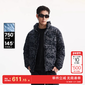 绫致杰克琼斯男生秋冬羽绒服25立领长袖 外套衣身满印百搭上衣