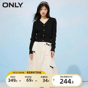 绫致ONLY 2023秋季新款 甜美蝴蝶结针织套装花苞连衣裙女