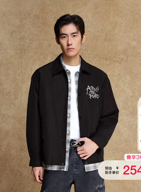 jq区绫致杰克琼斯秋冬夹克外套时尚百搭印花宽松休闲翻领长袖外套