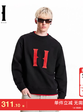 绫致SEASON HIGE宽松纯棉舒适潮时尚立体植绒字母简约卫衣男