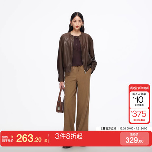 25秋冬松紧腰头加绒显高显瘦百搭直筒裤 vq区绫致Vero Moda休闲裤