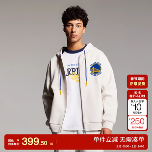 绫致杰克琼斯男卫衣长袖NBA联名勇士队百搭舒适连帽拉链上衣