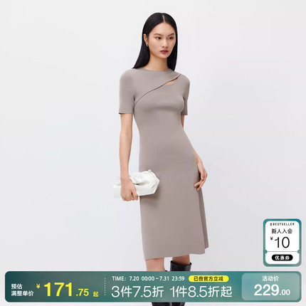 tq区绫致Vero Moda针织连衣裙24秋冬修身A摆收腰镂空女人