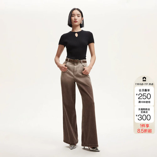 tq区绫致Vero Moda牛仔裤女春夏废土风牛仔阔腿裤LOOSE版