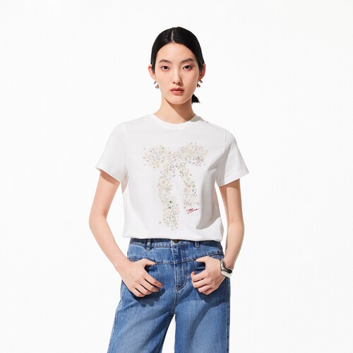 绫致Vero ModaT恤女2026夏季正肩印花短袖上衣百搭简约