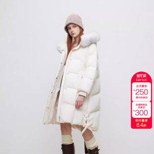羽绒服女 90白鹅绒简约百搭毛领中长款 绫致ONLY冬季 新款