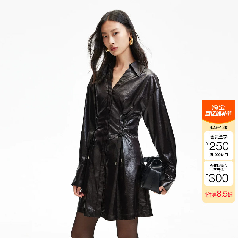 绫致Vero Moda连衣裙春夏光泽感面料绑带连衣裙时尚百搭